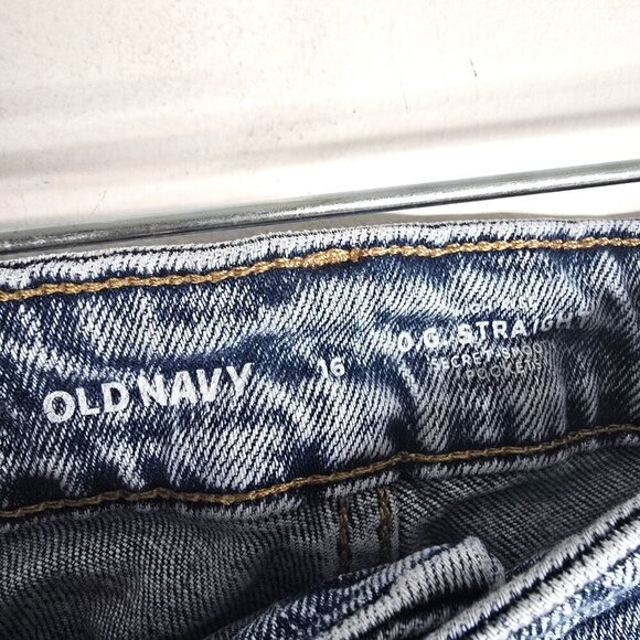 Old Navy OG Straight Acid Wash Cut off Denim Jean High Rise Bermuda Shorts - Picture 5 of 6